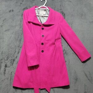 Old Navy Hot Pink Wool Belted A-Line Trench Coat